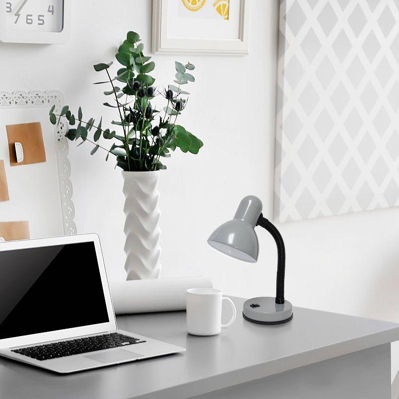 Basic Metal Desk Lamp with Flexible Hose Neck Silver - Simple Designs: ETL Listed, Adjustable, No Assembly Required