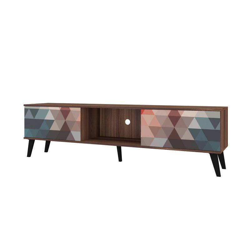 Doyers TV Stand for TVs up to 75" Red/Blue - Manhattan Comfort: Modern Media Console with Storage