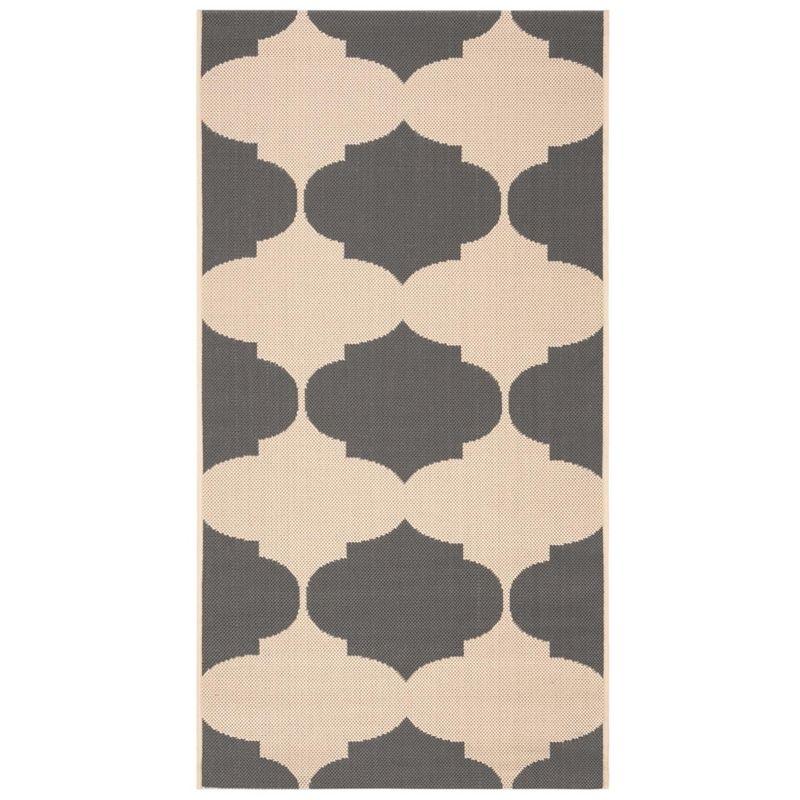 Courtyard CY6162 Power Loomed Indoor and Outdoor Accent Rug - Beige/Anthracite - 2'7"x5' - Safavieh
