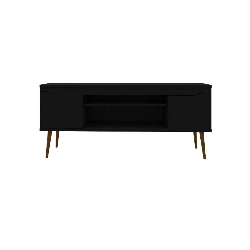 Bradley TV Stand for TVs up to 60" Black - Manhattan Comfort: Modern Entertainment Center with Open Shelves
