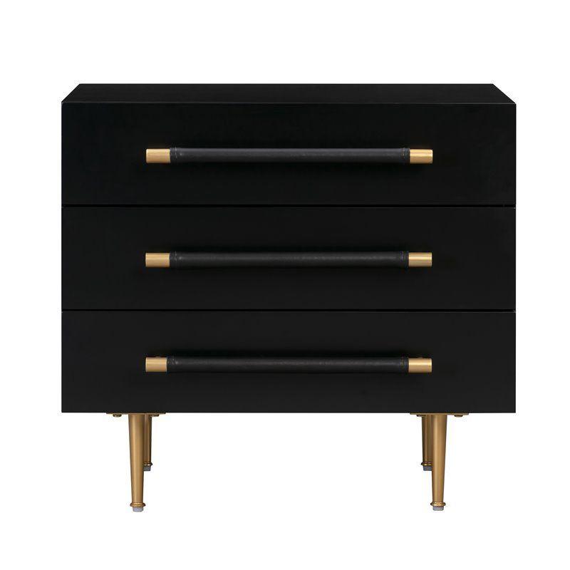 Trident Black Acacia Wood Nightstand