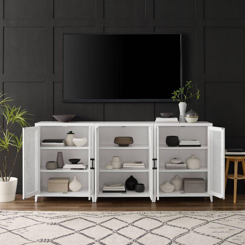 Crosley 84" Milo 3pc Media Sideboard Cabinet Set White