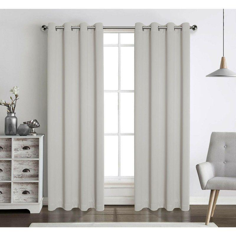 Ivory Polyester Blackout Grommet Nursery Curtain Panels