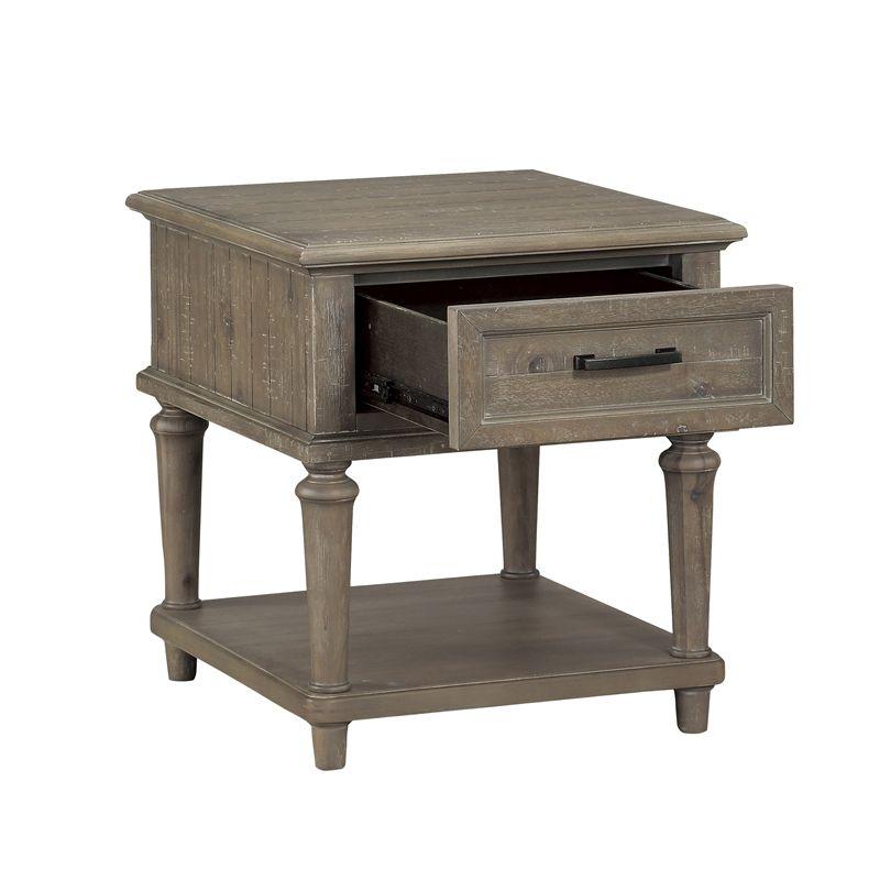 Cardano Wood 1 Drawer End Table in Driftwood Light Brown - Lexicon