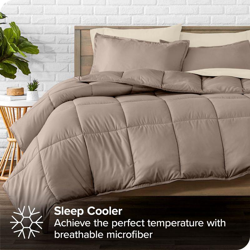 King Double Brushed Bed in a Bag Taupe Comforter Set, Sand Sheet Set by Bare Home