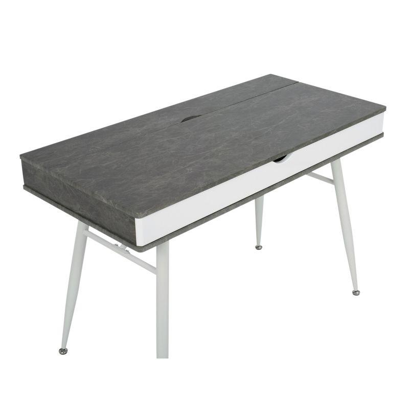 Alcove Writing Desk Dark Gray Wash - Calico Designs: Metal Frame, MDF Surface, Modern Style, Home Office Furniture