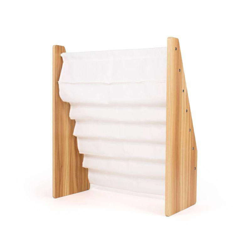 Kids' Supersize 6 Tier Bookrack White/Natural - Humble Crew: Sling Book Rack, MDF Frame, Divided Storage, 30" Height