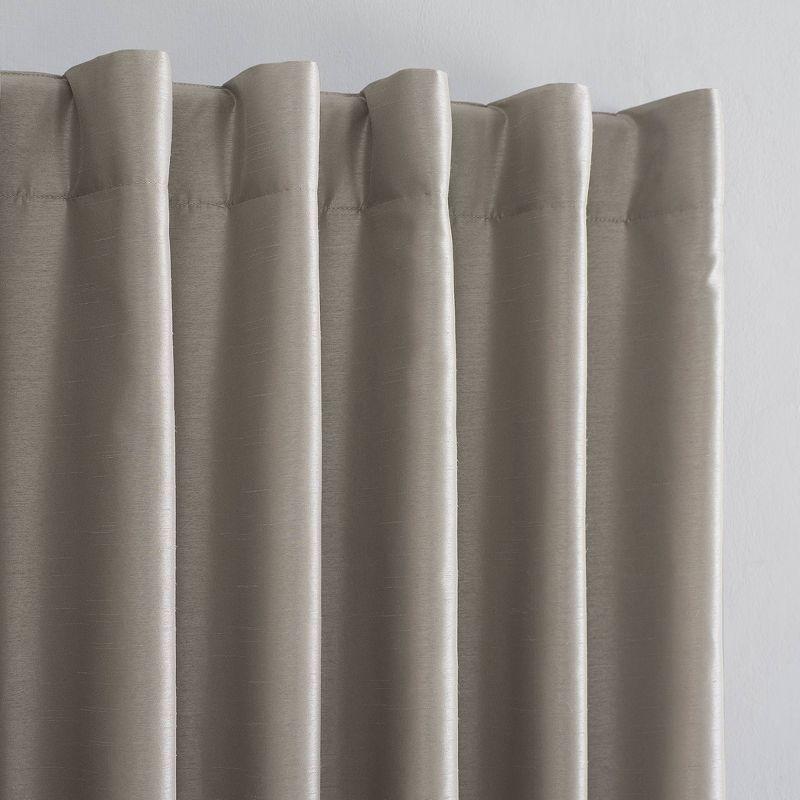 Faux Dupioni Silk Thermal Extreme 100% Blackout Back Tab Curtain Panel