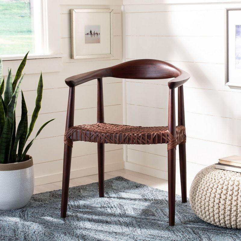 Juneau Mid-Century Walnut Brown Leather Accent Chair