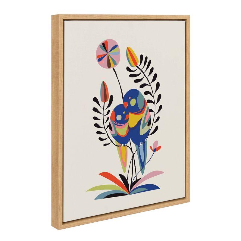 18" x 24" Sylvie Rainbow Lorikeet Framed Canvas Wall Art by Rachel Lee Natural - Kate and Laurel