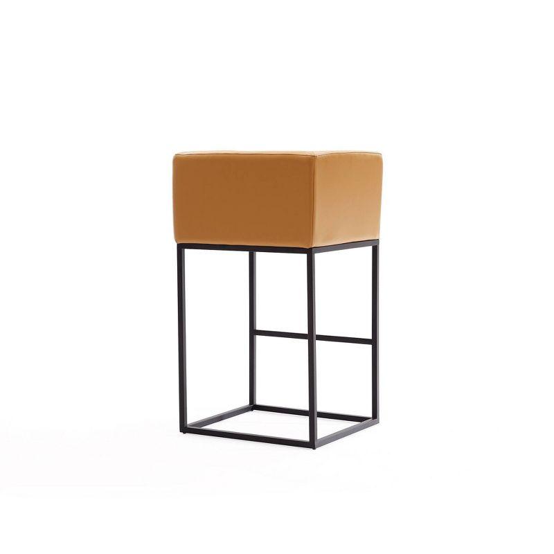 Embassy Metal Counter Height Barstool Clay - Manhattan Comfort: Faux Leather, Low Back, Footrest