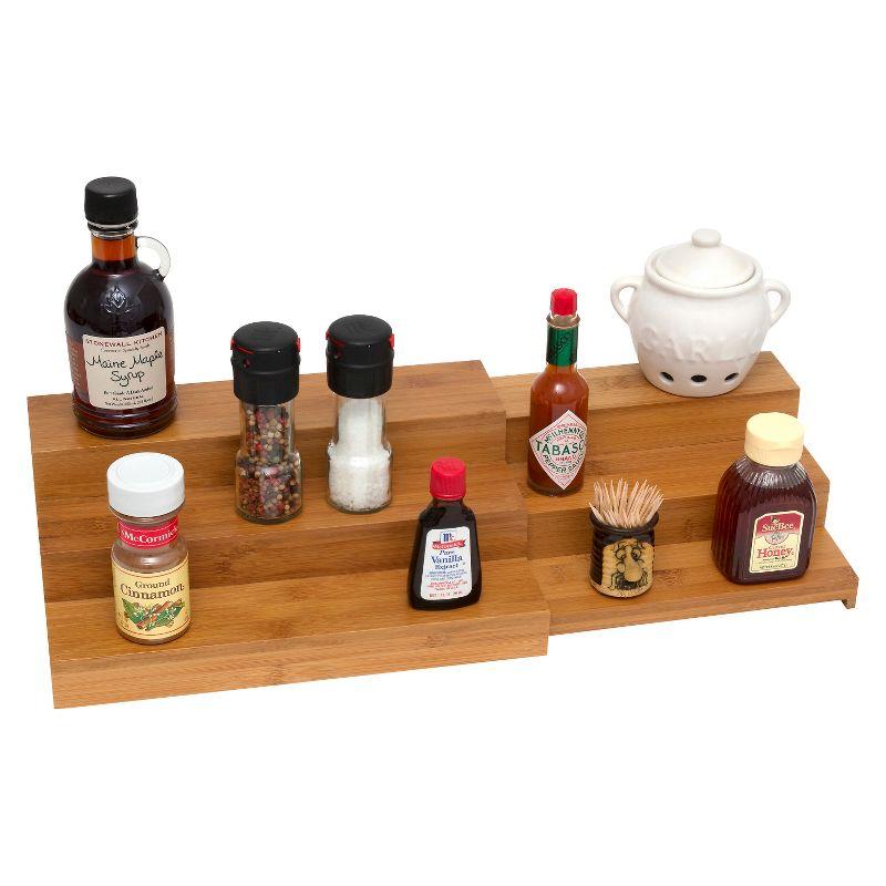 Freestanding Bamboo Spice Rack with Adjustable Racks