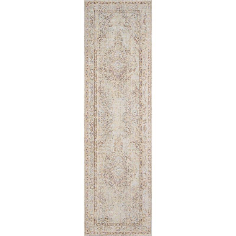 Momeni 2'7"x8' Isabella Kimora Machine Loomed Runner Rug Ivory: Geometric Medallion Pattern, Low Pile, Indoor Use