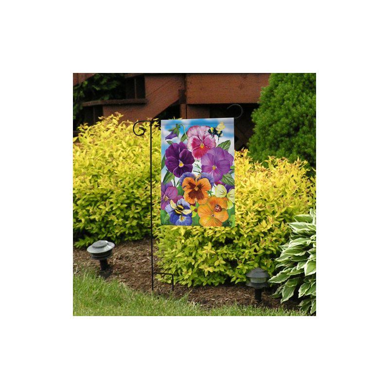 Vibrant Pansies and Bees Spring Garden Flag