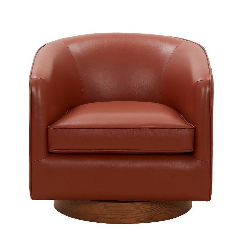 Taos Caramel Top Grain Leather Swivel Barrel Chair