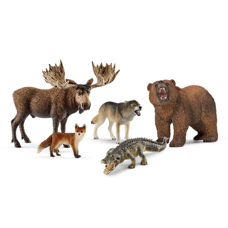 Realistic North American Wildlife Animal Figurine Set