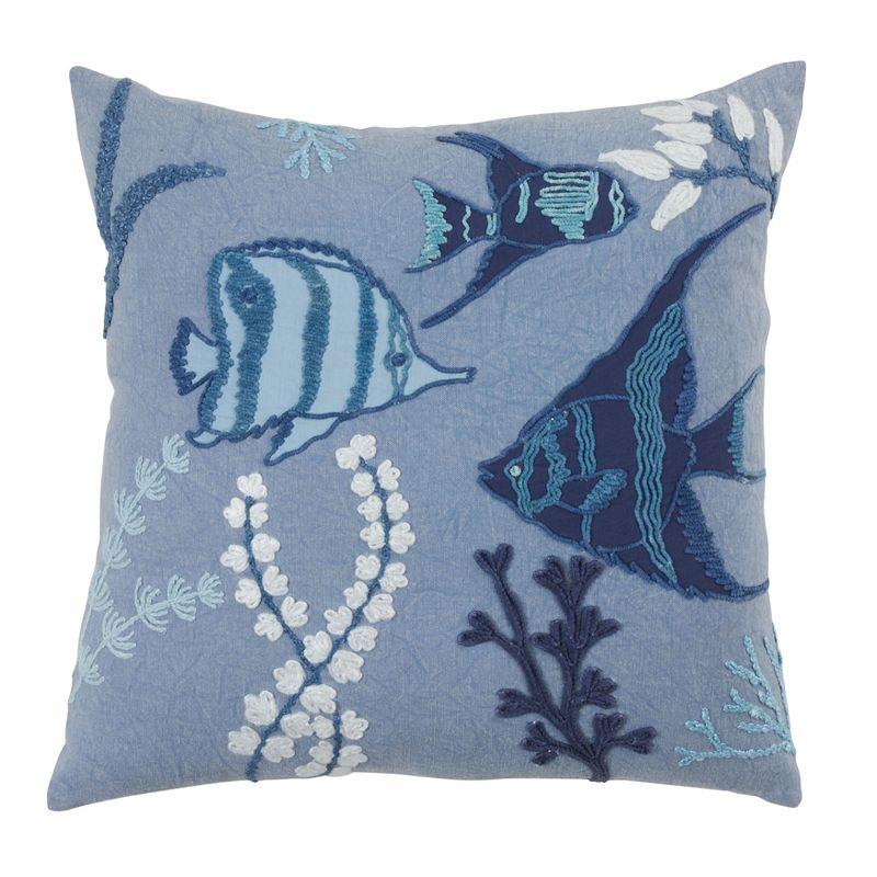 Saro Lifestyle Down-Filled Throw Pillow With Stonewashed Fish Design