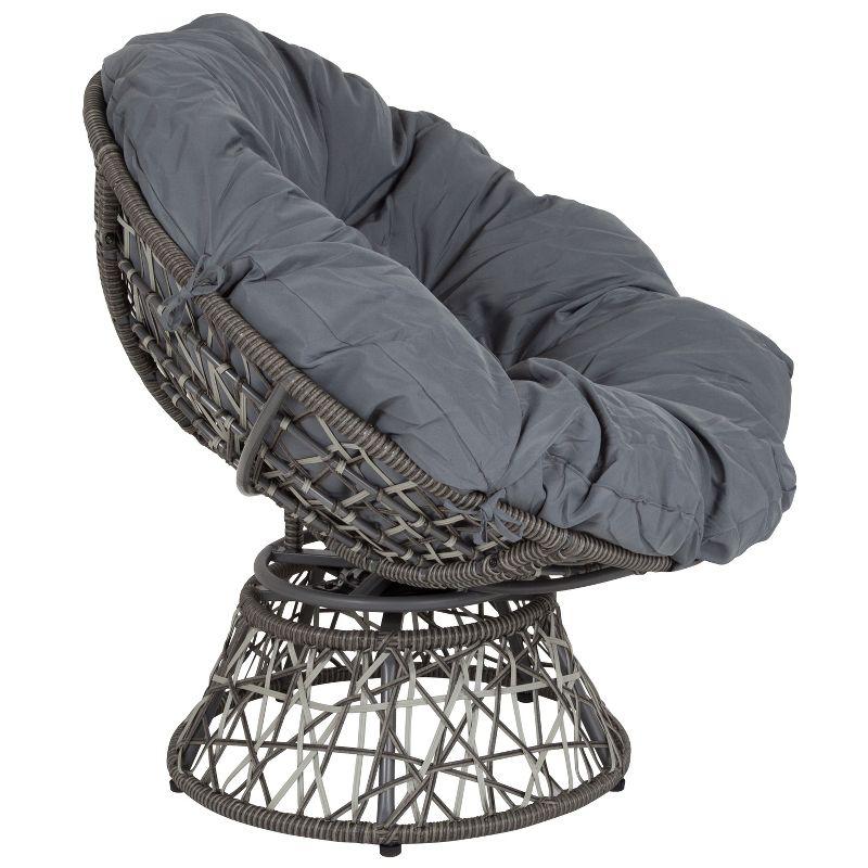 Flash Furniture Bowie Comfort Series Swivel Patio Chair with Dark Gray Cushion