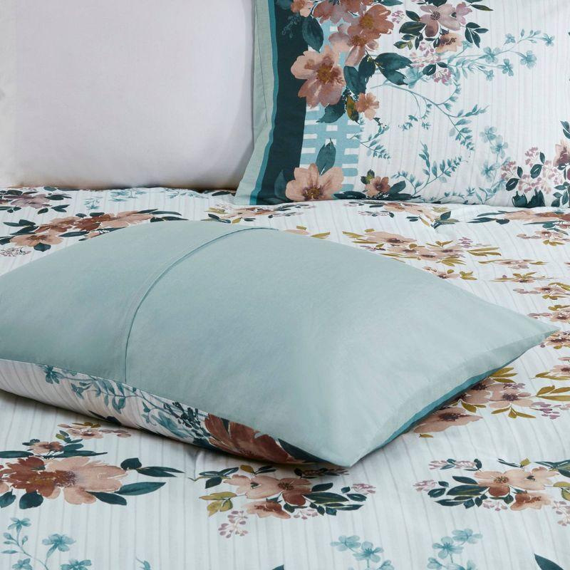 Gray Floral Cotton 5-Piece King Bedspread Set