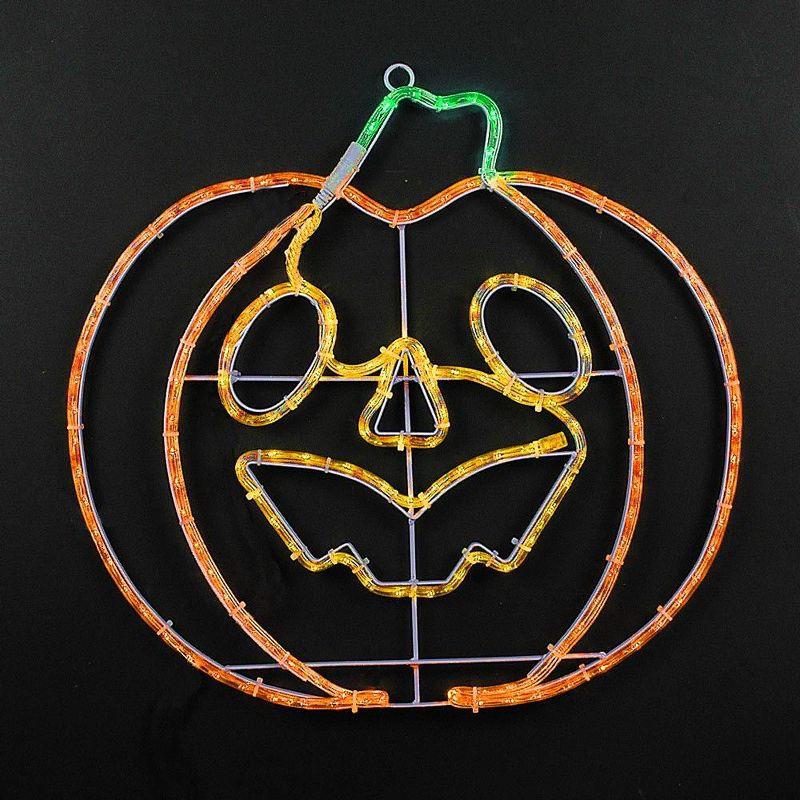 10" Orange and Green LED Pumpkin Rope Light Sculpture