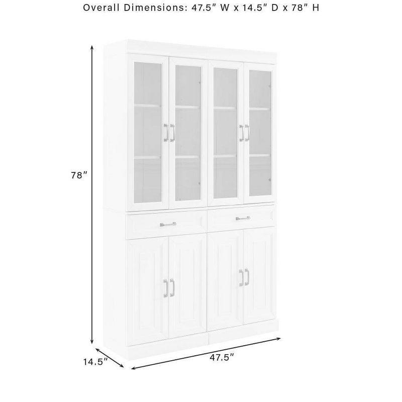 Crosley 78" Stanton 2pc Glass Door Kitchen Storage Pantry Cabinet Set Coffee: Traditional Style, MDF Wood Veneer, 10 Shelves