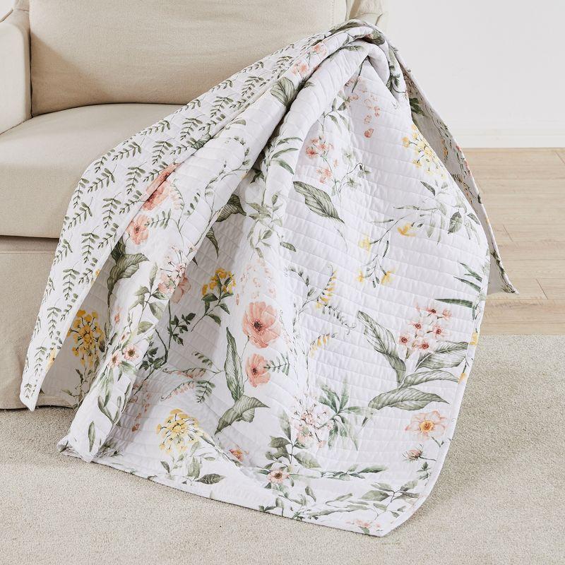 Viviana Floral Reversible Cotton Quilted Throw