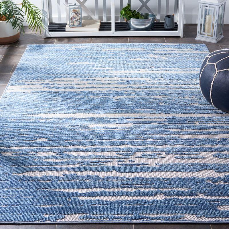 Coastal Charm Blue & Beige 5' x 8' Synthetic Rectangular Area Rug