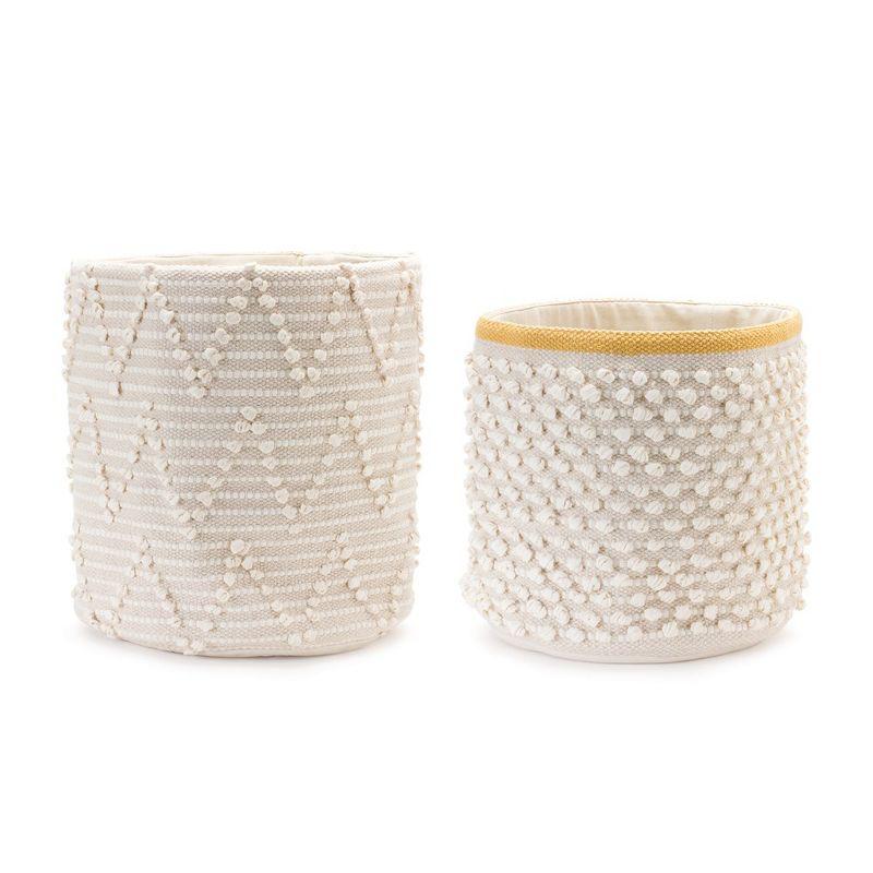 Melrose White and Yellow Woven Cotton Storage Baskets Set