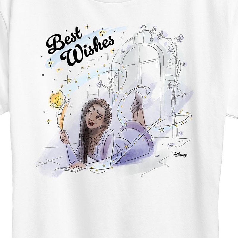 Women's Disney Best Wishes Asha Sketch Short Sleeve Graphic T-Shirt - White - Medium