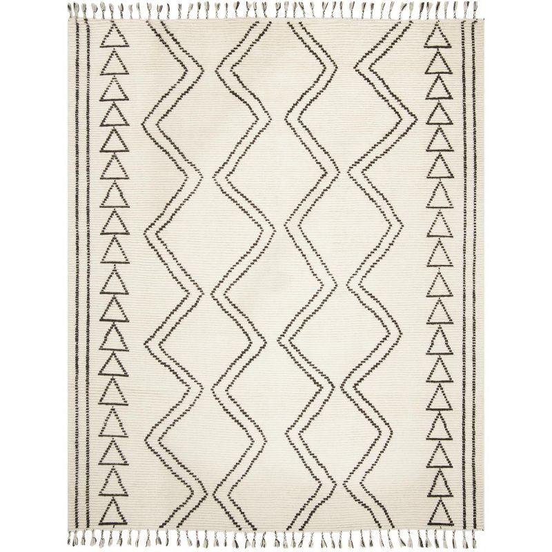 Kenya KNY513 Hand Knotted Area Rug - Ivory/Black - 8'x10' - Safavieh