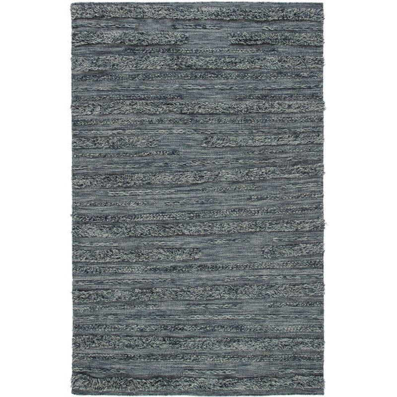 Charcoal and Ivory Hand-Knotted Wool and Cotton Rug, 4' x 6'