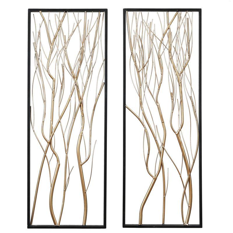 Gold and Black Metal Branch Wall Decor Set, 36-Inch