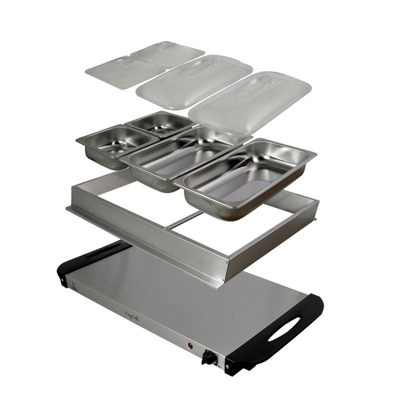 MegaChef Buffet Server & Food Warmer With 3 Sectional Trays: Stainless Steel Chafing Dish, 4.5L Capacity, Temperature Control