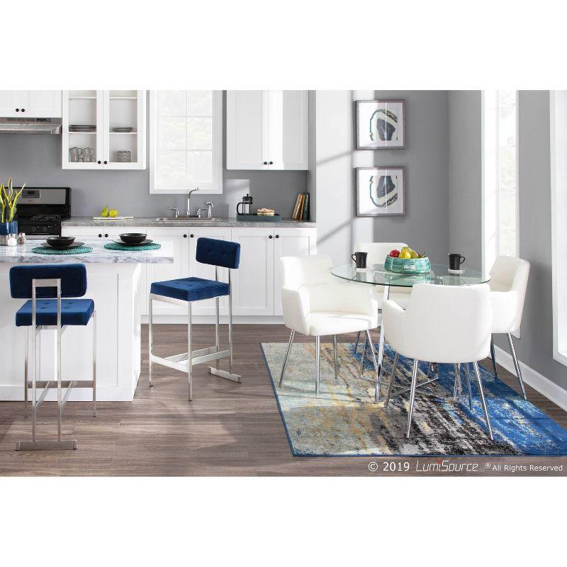 40" Cosmo Round Dining Table Chrome/Clear Glass - LumiSource: Contemporary Style, 4-Seater, Steel Pedestal Base