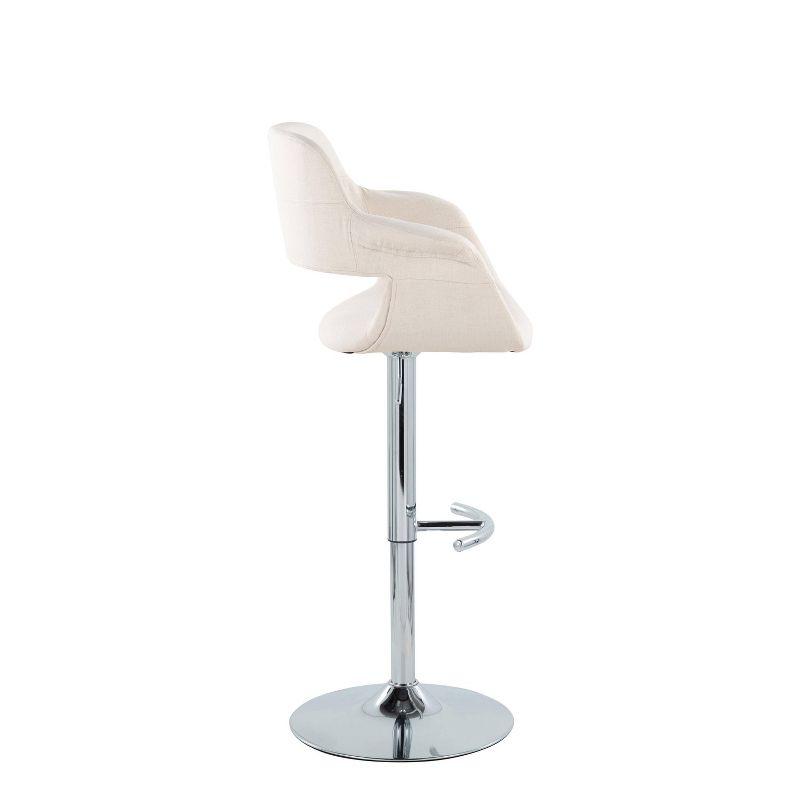 Set of 2 Vintage Flair Adjustable Barstools Chrome/Cream - LumiSource: Swivel, Upholstered, Steel Frame, Foam Fill