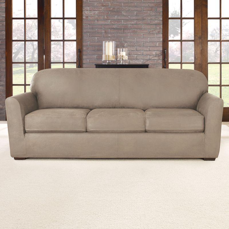 4pc Ultimate Stretch Leather Sofa Slipcovers - Sure Fit