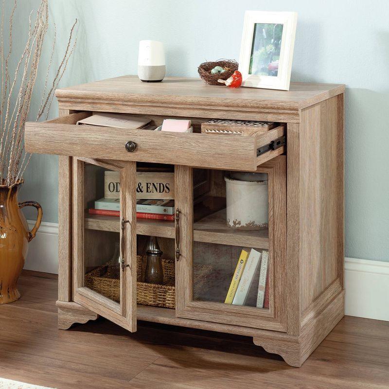 Brushed Oak Adjustable Library Cabinet with Glass Doors