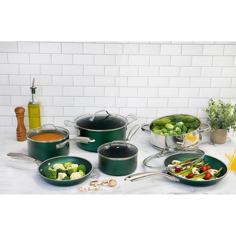 Granitestone Blue 20 Piece Aluminum Non Stick Cookware & Bakeware Set with Ultra Nonstick Surface, Oven & Dishwasher Safe