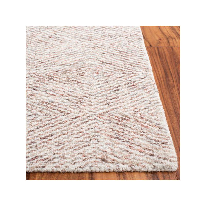 Handmade Rust/Beige Tufted Wool Runner Rug 108" x 27"