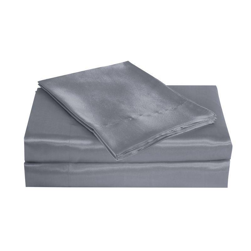 Queen Satin Sheet Set Silver - Belles & Whistles