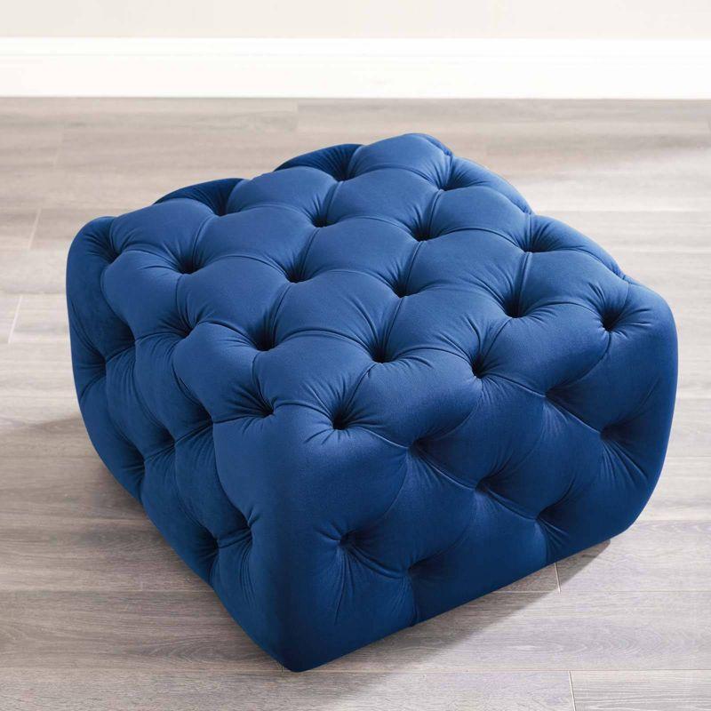 Amour Tufted Button Square Performance Velvet Ottoman - Modway