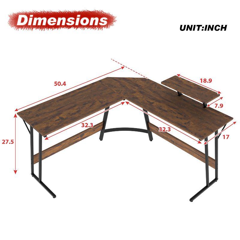 FDW L Shaped Desk Corner Gaming Desk Computer Desk with Large Desktop Studying and Working and Gaming for Home and Work Place,Brown