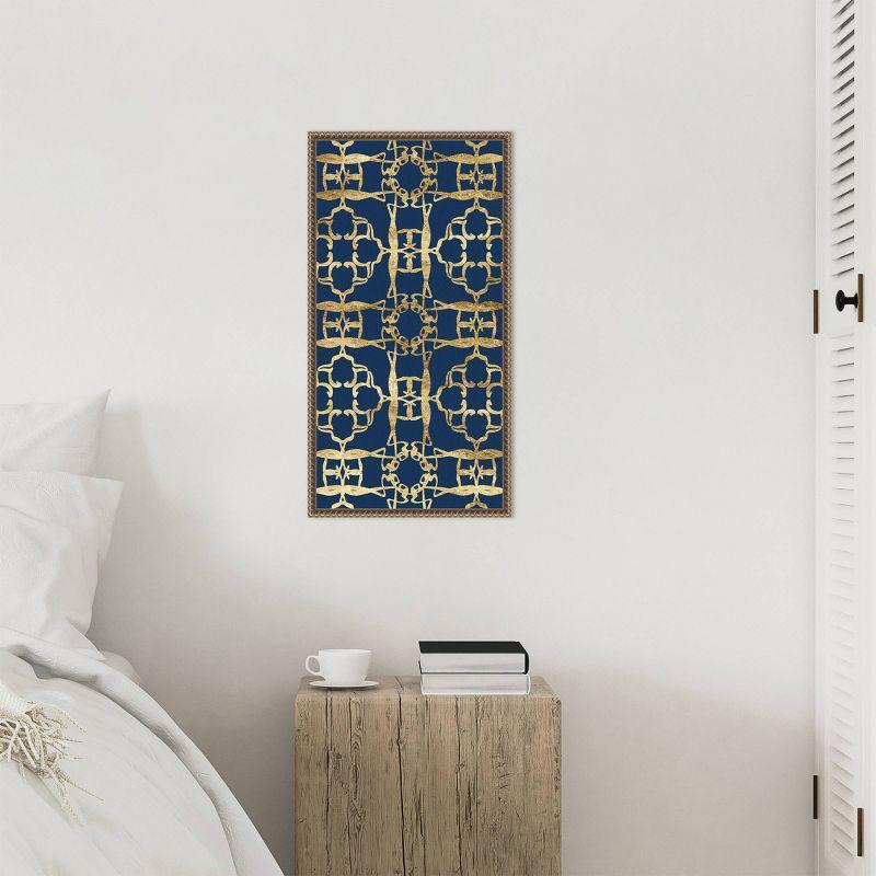 Motif on Blue XI Abstract Canvas Print with Bronze Frame