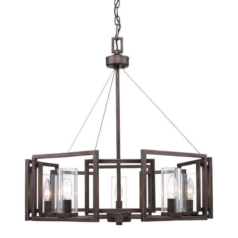 Golden Lighting Marco 5-Light Chandelier in Gunmetal Bronze with Clear Glass