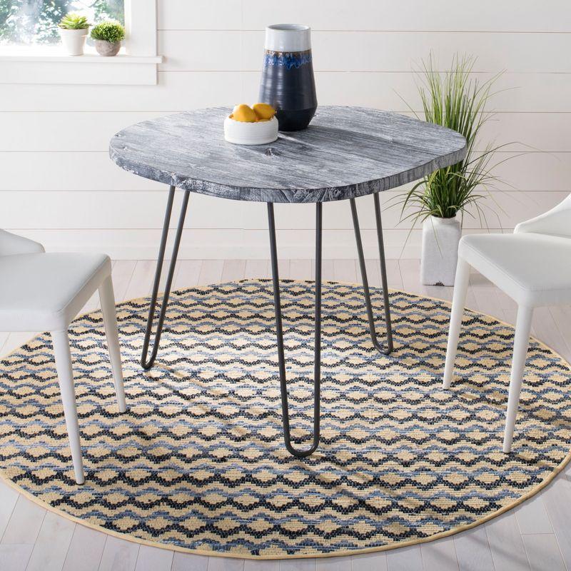 Montauk MTK120 Hand Woven Indoor Area Rug - Gold/Blue/Black - 6' Round - Safavieh