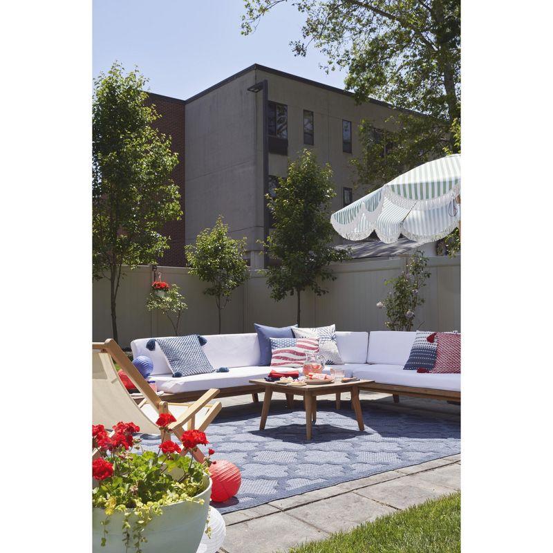 Nourison Easy Care Trellis Flatweave Indoor Outdoor Area Rug 5' x 7' Denim Blue
