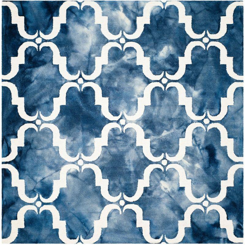 Dip Dye DDY536 Hand Tufted Indoor Area Rug - Navy/Ivory - 7'x7' - Safavieh