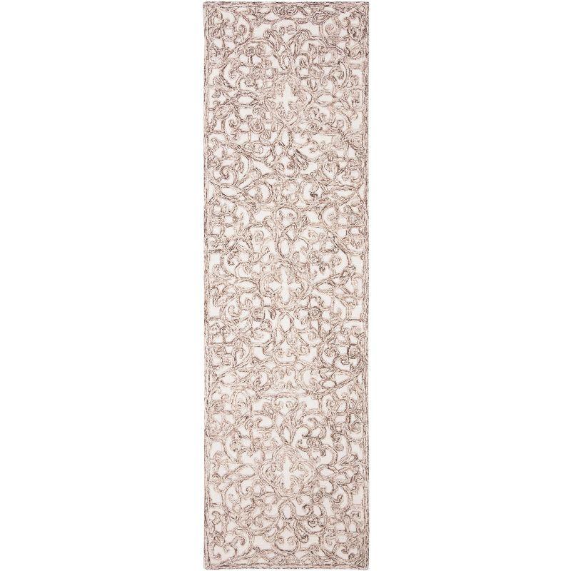 Elegant Trace Hand-Tufted Wool Runner Rug in Brown/Ivory - 2'3" x 10'