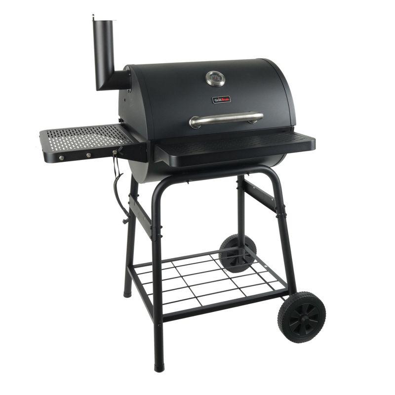 Grill Boss 23 Inch Barrel Charcoal Grill with Adjustable Grate, Large Cooking Area, Built In Temperature Gauge, and Durable Cast Iron Grates, Black