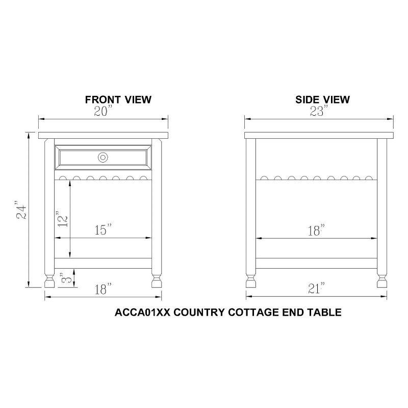 Rustic Cottage End Table - Rustic Antique Finish - Alaterre